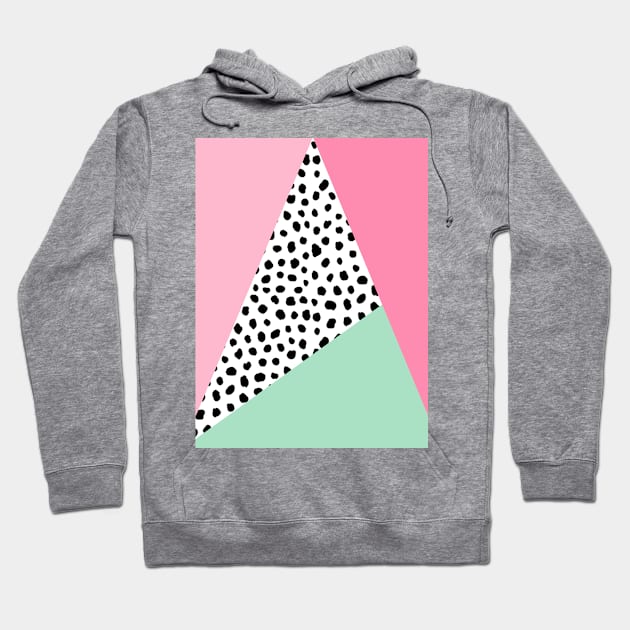 Colour Block, Geometric, Polka Dot, Pink and Green Hoodie by OneThreeSix